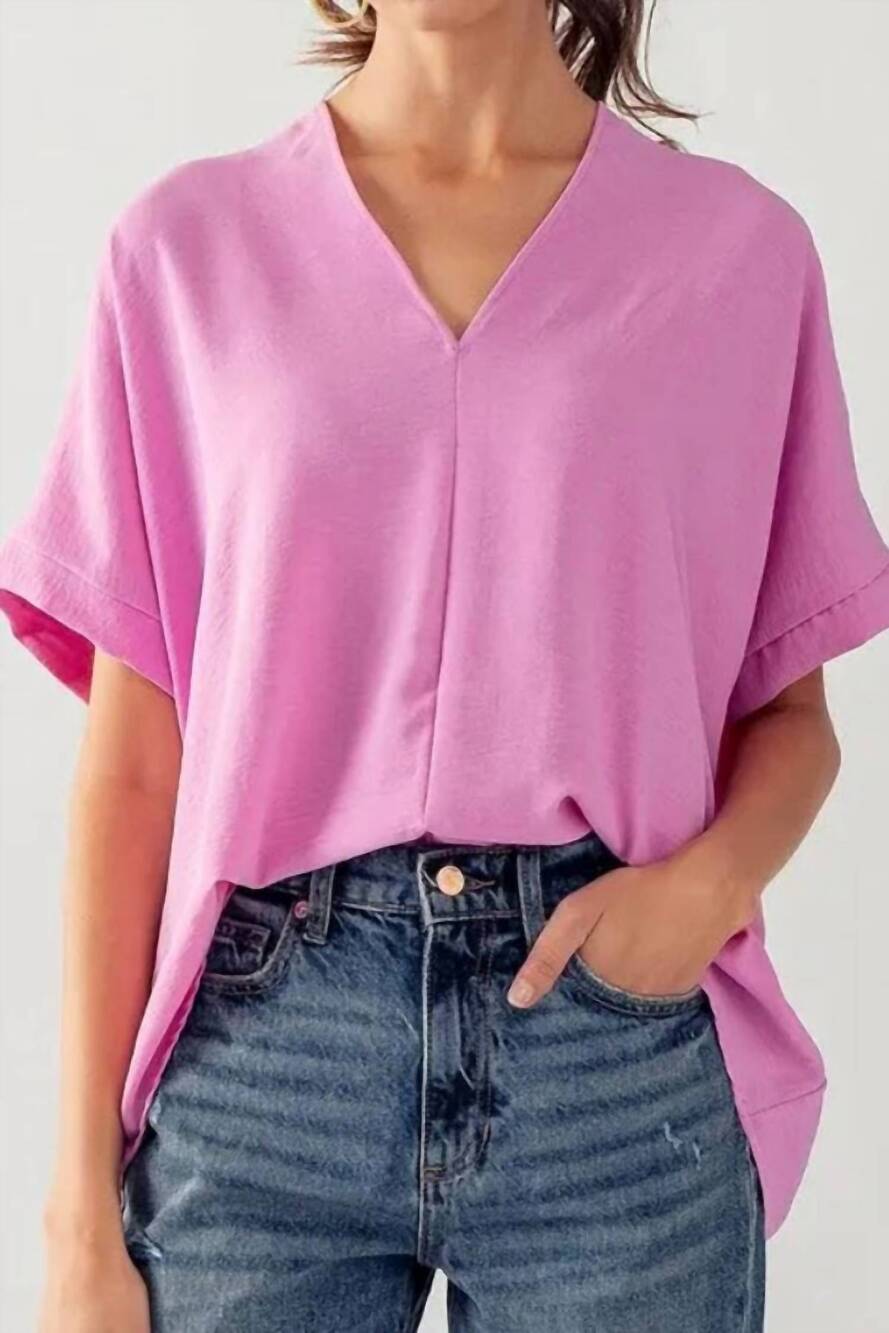 NEW URBAN DAIZY breezy airflow v-neck top in bubble pink